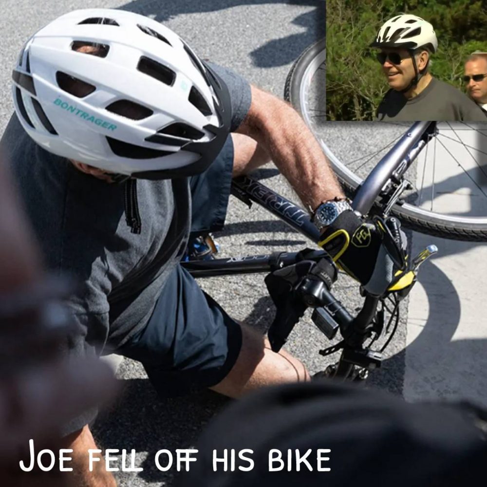 Joe Bide falls off his bike