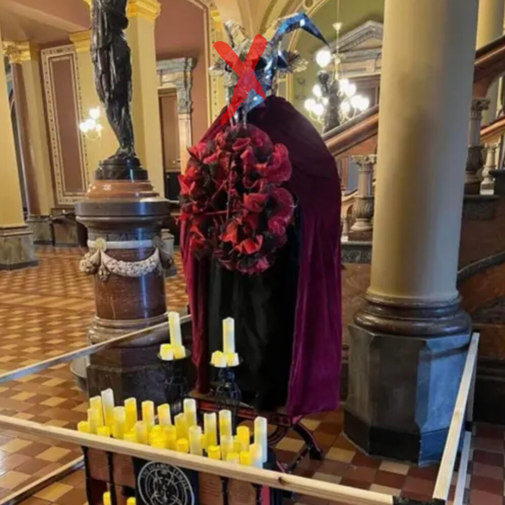 Controversy in Iowa: Destruction of Satanic Temple Display by Former U.S. Navy Fighter Pilot
