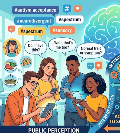 Social media users discussing autism spectrum, neurodivergence, and symptom identification
