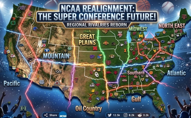 10 regional college football conferences map